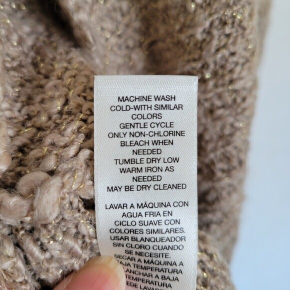 Chico's Wool Lace Back Lara Cocoon Cardigan Sweater Beige Metallic Gold Size 0 - Picture 13 of 14